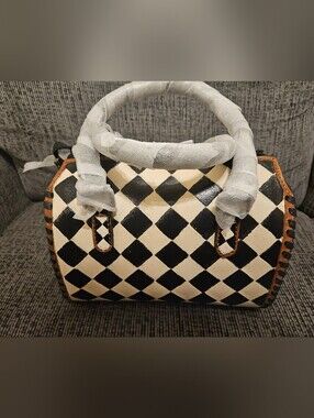 Classic Black & Cream Checkered Women’s Handbag